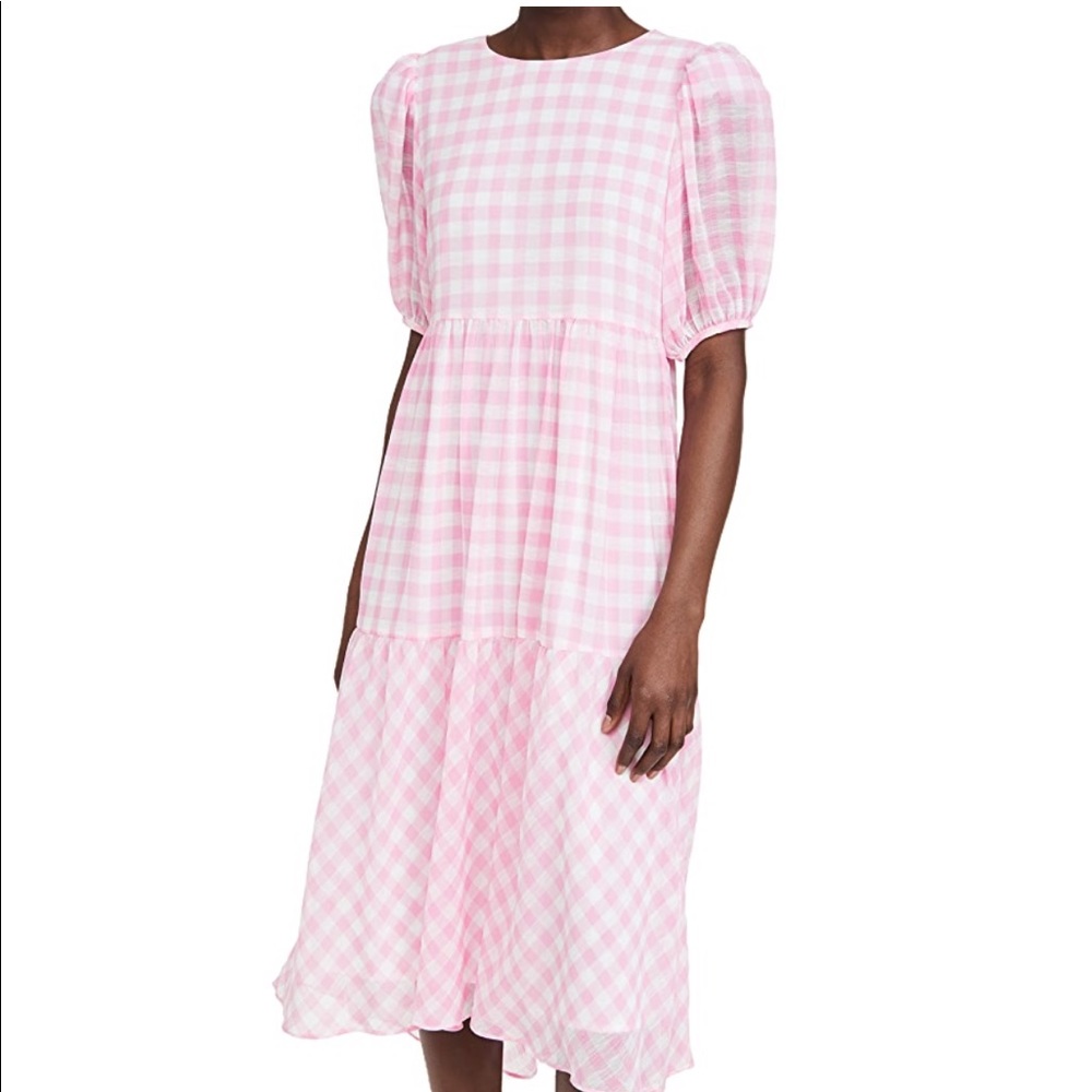 English Factory Gingham Print Midi Dress XS